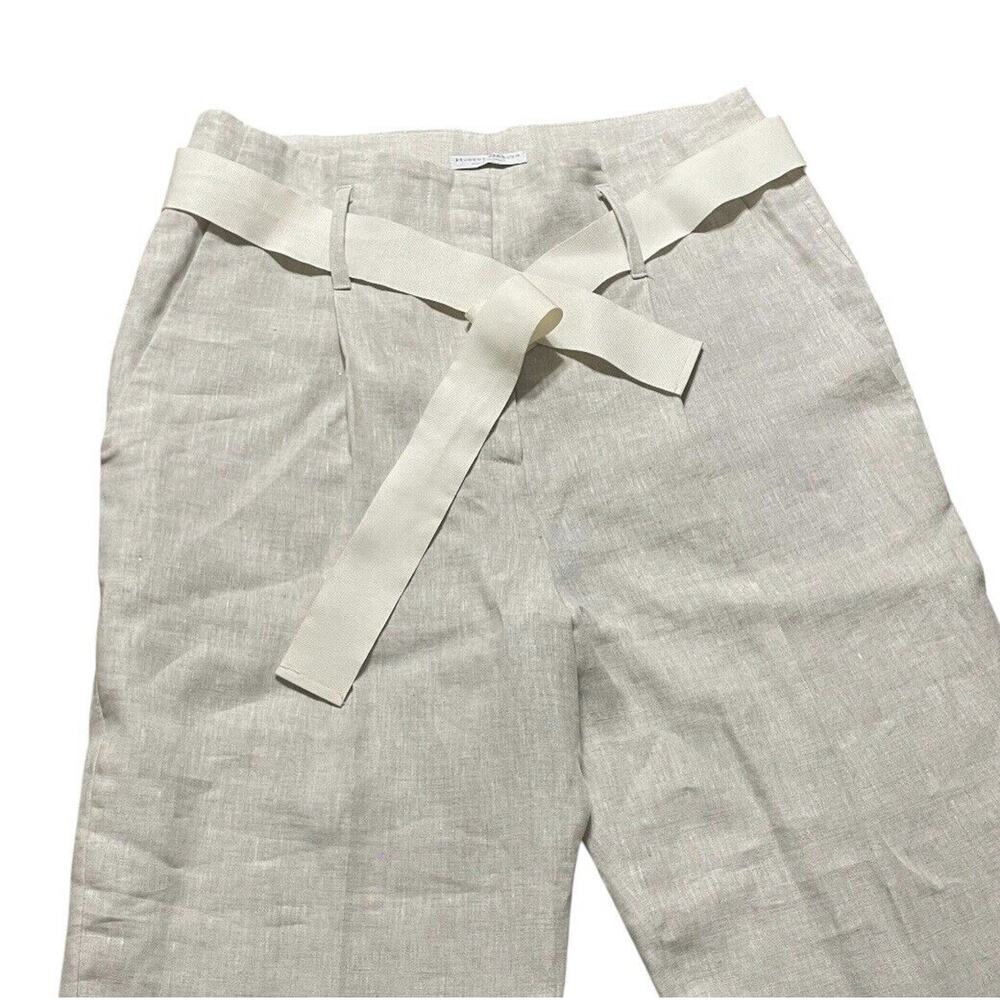 Hubert Gasser High Rise Pure Linen Belted Pants Italy Made Beige Size 44 Women